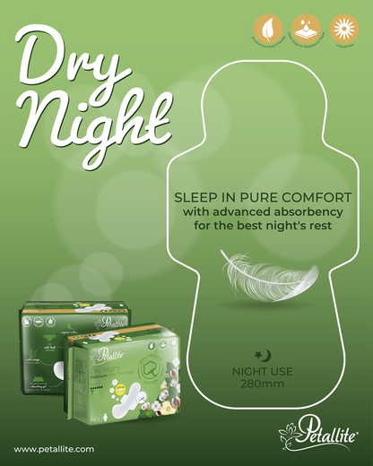 Petallite Organic Night Protect Pads - Lab Verified Safety (Box of 36 Packs-252Pads)