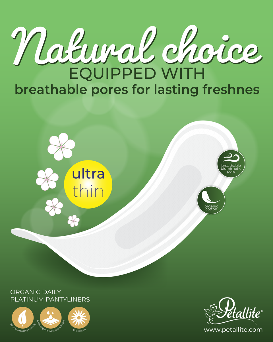 Petallite Organic Daily Fresh Pantyliners - Lab Verified Safety